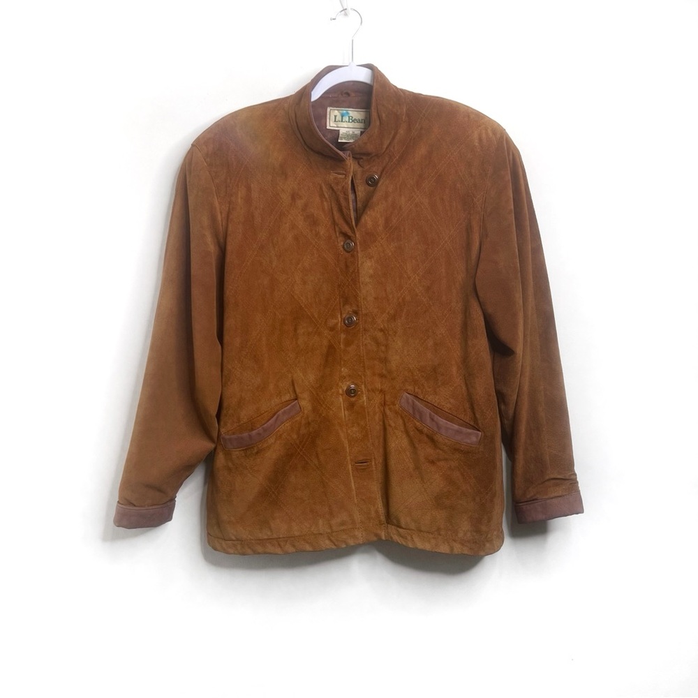 L.L. Bean 90's Vintage Suede Leather Button Front Pocket Barn Coat Size M